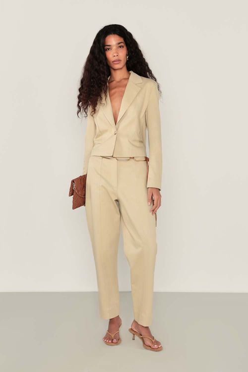 Blazer Cropped Alfaitaria - Areia