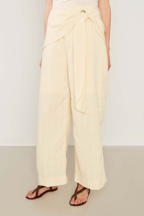 Calça Casual Textura Xadrez - Baunilha