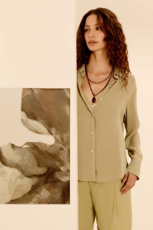 Camisa Fluida Clássica - Verde Eucalipto