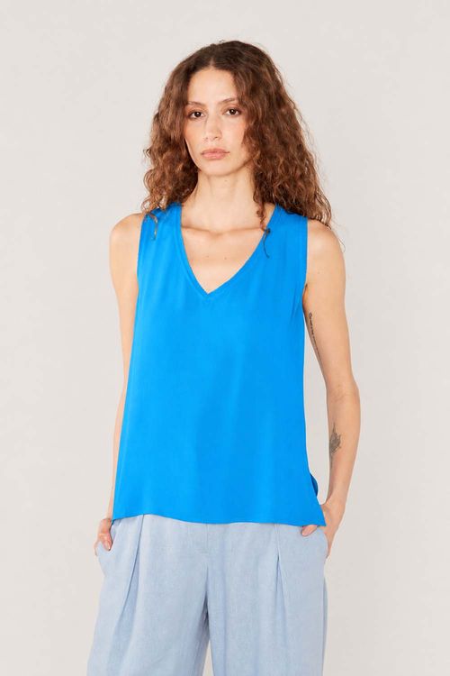Blusa Sem Manga Clássica - Azul Vibrante