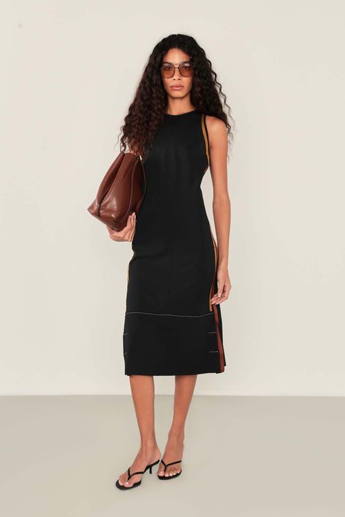 Vestido Malha Cadarço - Preto