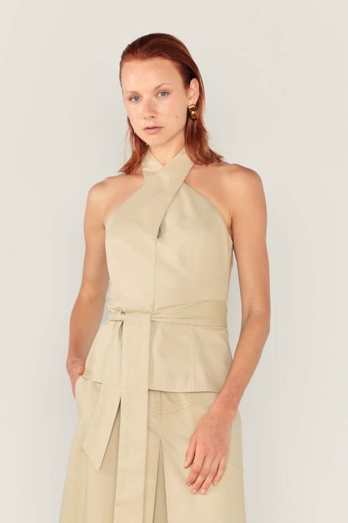 Blusa Frente Única Alfaiataria - Areia