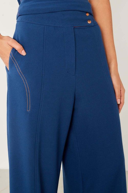 Calça Malha Pespontos - Azul Navy