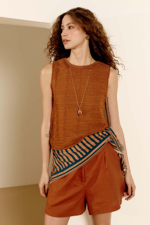 Regata Tricot Triângulos - Sepia