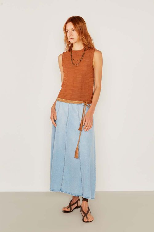 Regata Tricot Triângulos - Sepia