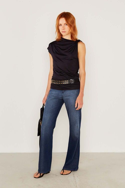 Blusa Malha Aviamento - Preto