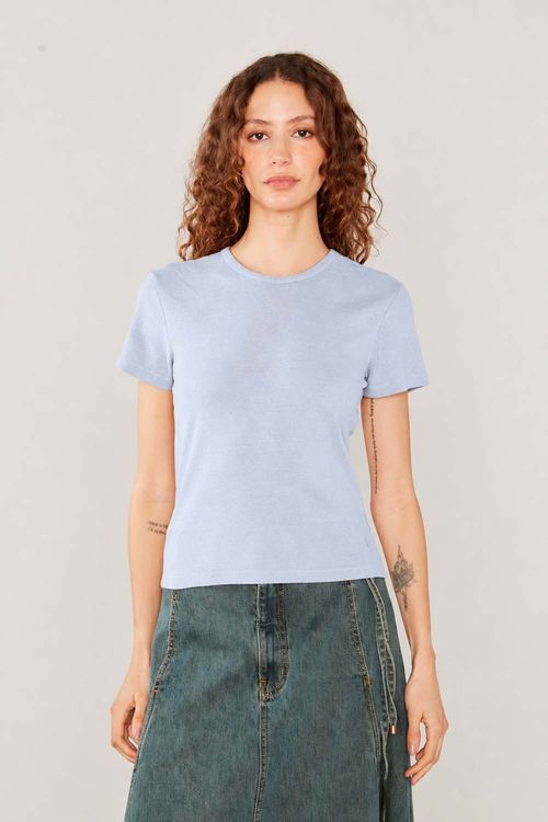Blusa Malha Decote Careca - Azul Sea