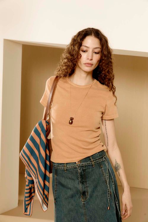 Blusa Malha Decote Careca - Bambu