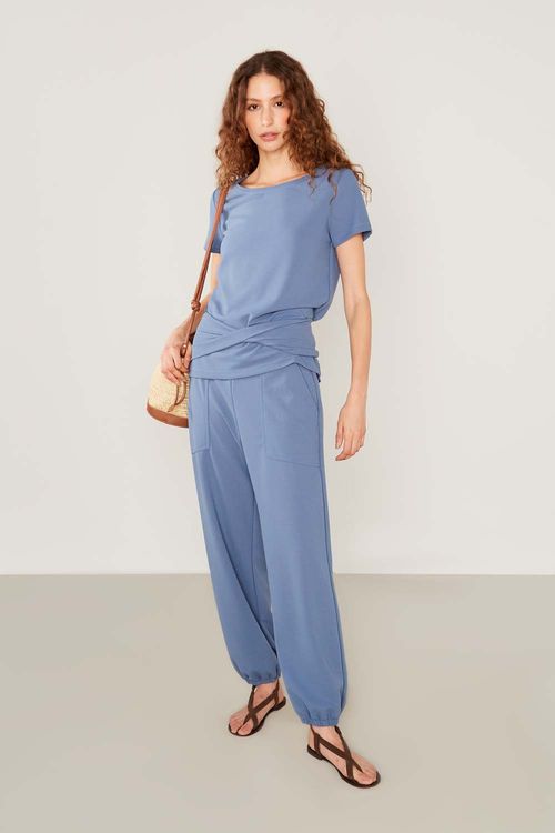 Blusa Malha Crepe - Azul Sea