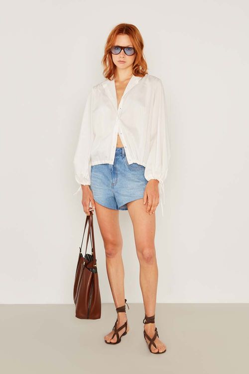 Camisa Casual Manga Volume - Branco
