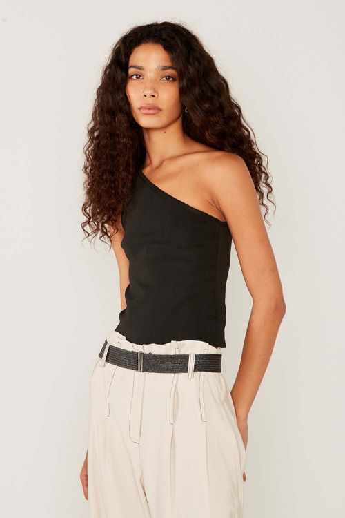 Blusa Tricot Ombro Só - Preto