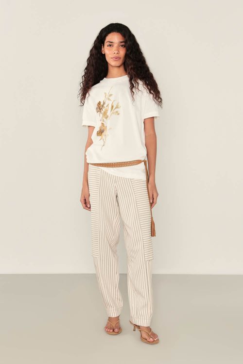Blusa Malha Localizado Botanica - Off White