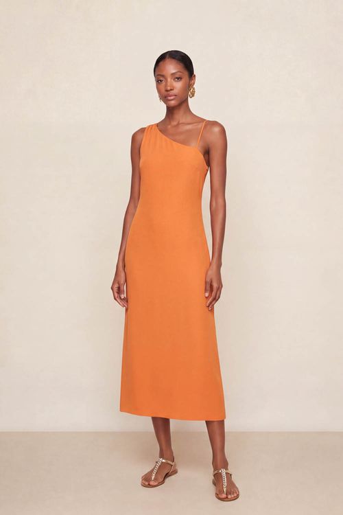 Vestido Longo Ombro Só - Marrom Capuccino