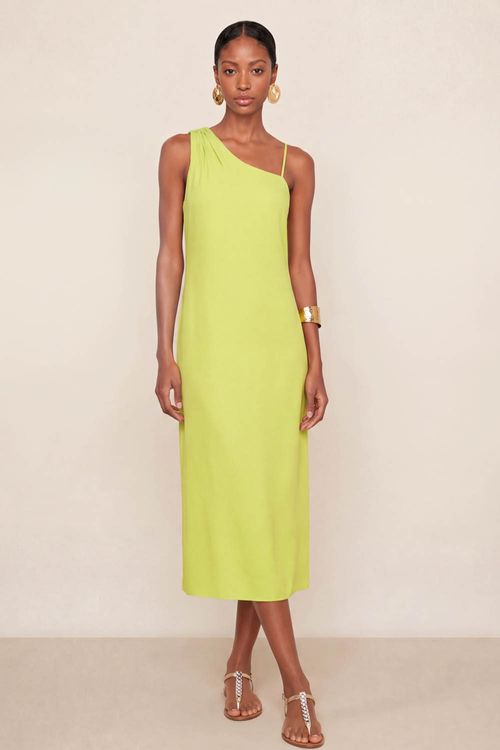 Vestido Longo Ombro Só - Verde Bambu