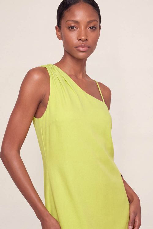 Vestido Longo Ombro Só - Verde Bambu