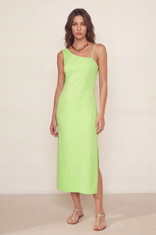 Vestido Longo Ombro Só - Verde Detox