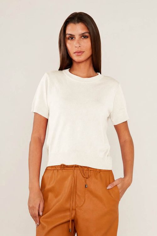 T-Shirt Tricot Barra - Creme
