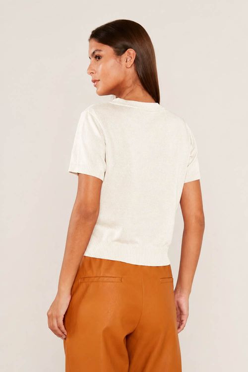 T-Shirt Tricot Barra - Creme