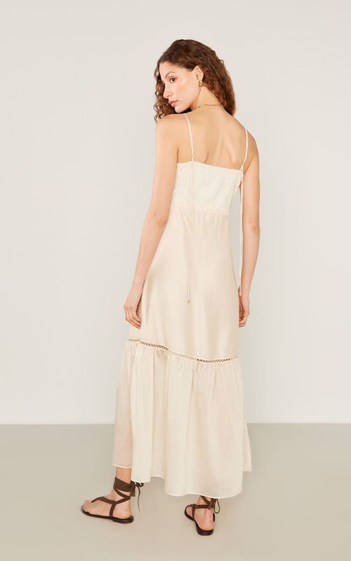 Vestido Casual Alça Renda - Natural