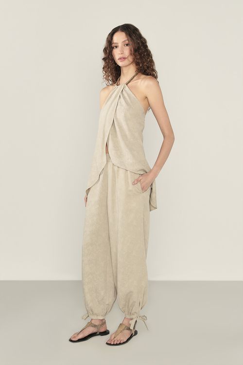 Pantalona Bordado Tunisia - Areia