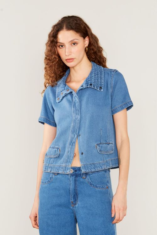 Jaqueta Jeans Gola Pespontada - Jeans