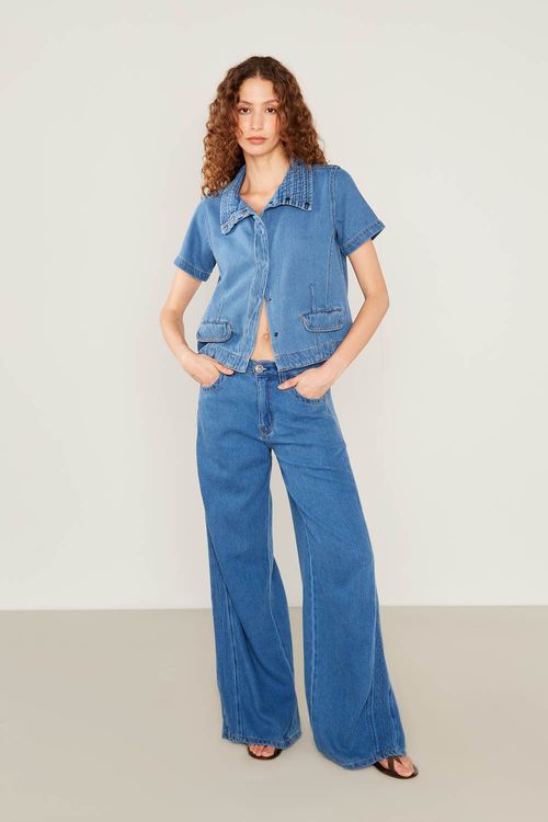Jaqueta Jeans Gola Pespontada - Jeans