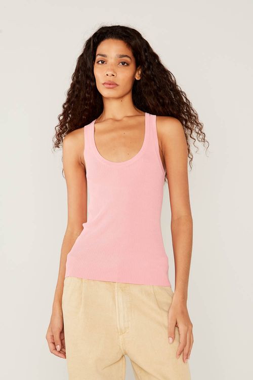 Regata Malha Decote Quadrado - Blush