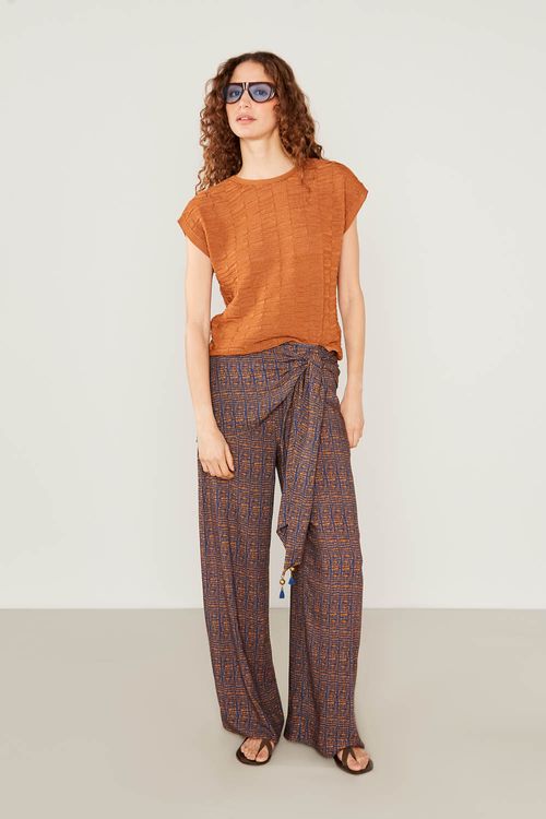 Blusa Tricô Retângulos - Sepia