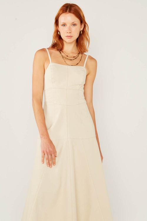 Vestido Sarja Corselet - Natural
