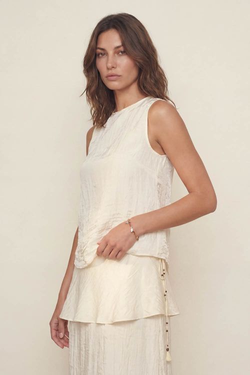Blusa Casual Gola Com Amarração - Areia