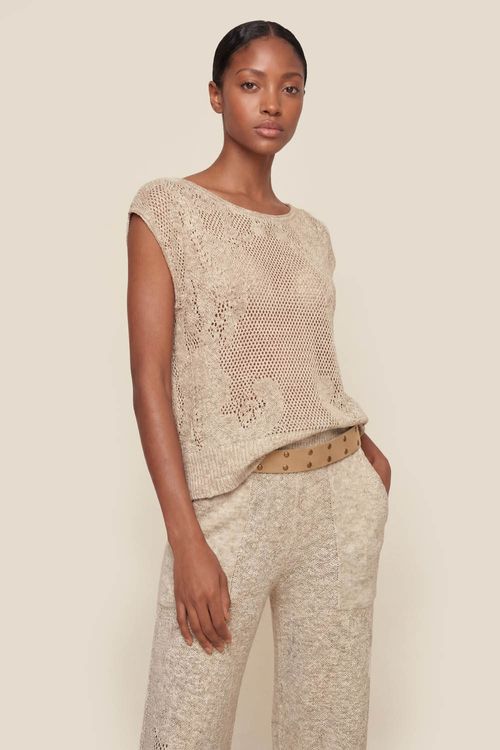 Blusa Tricô Jacquard - Areia
