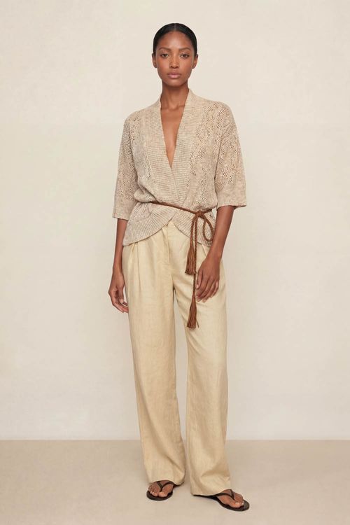 Kimono Tricô Jacquard - Areia