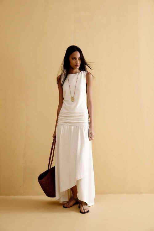 Vestido Malha Linho - Off White