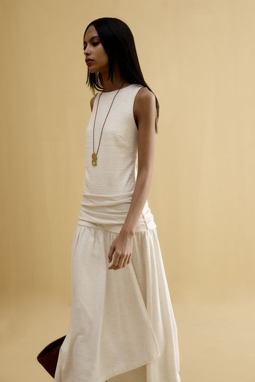Vestido Malha Linho - Off White
