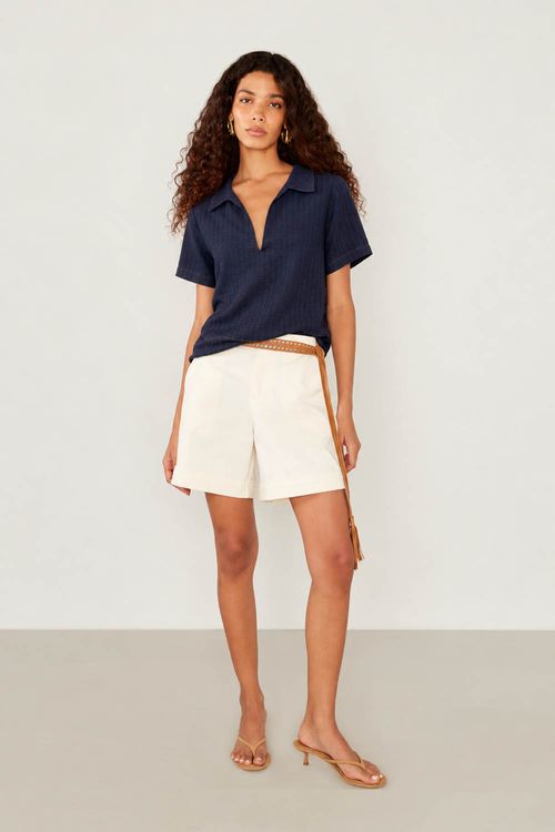 Blusa Casual Polo Textura - Marinho