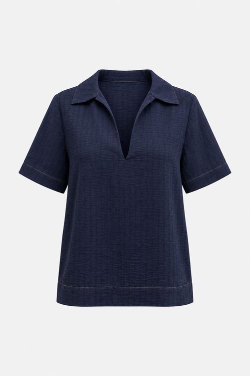 Blusa Casual Polo Textura - Marinho