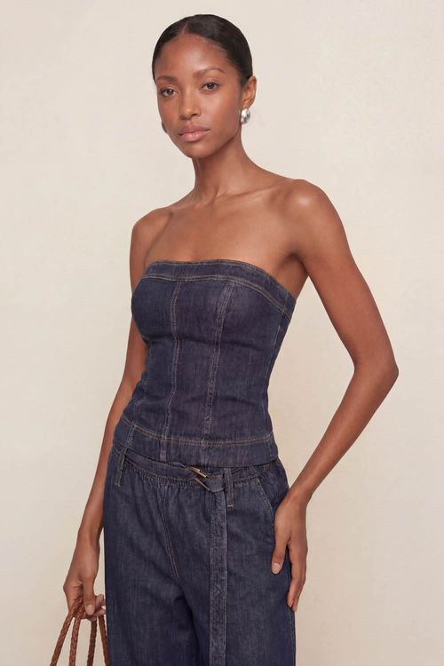 Top Jeans Sem Alça - Jeans