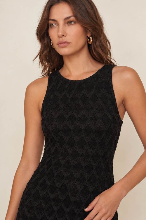 Vestido Tricô Regata - Preto