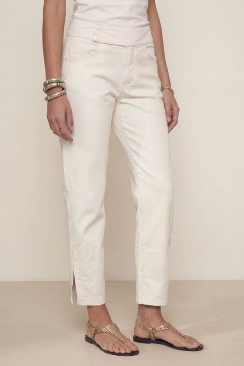 Calça Couro Ecológico - Off White