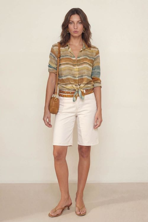 Bermuda Couro Ecológico - Off White
